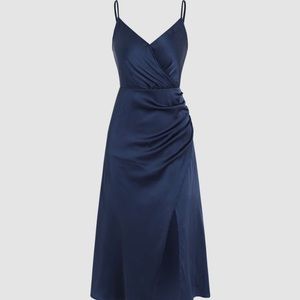 Silk wrap slit mini dress